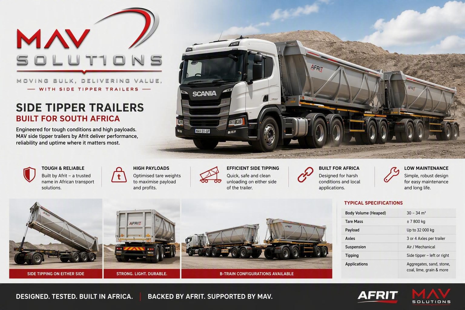MAV Solutions bulk side-tipper transport